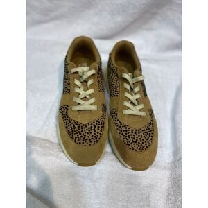TOMS Women Leopard Print Suede Lace Up Sneaker Shoes Tan Brown Size 9.5